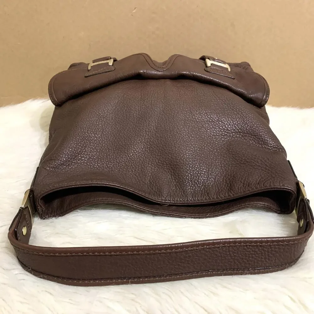 MICHAEL KORS Dark Chocolate Brown Leather Vintage North South BROOKVILLE Hobo